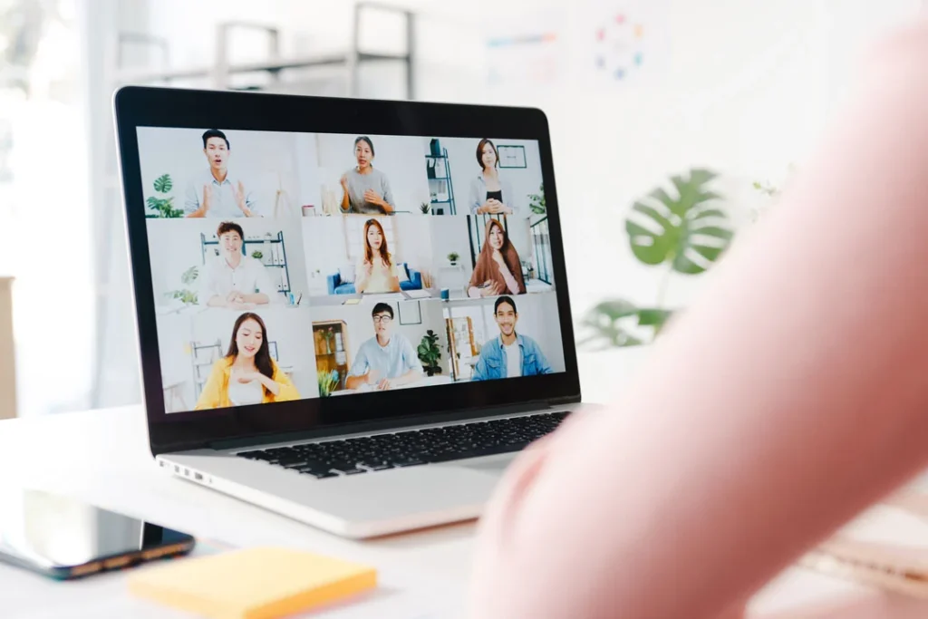 Young Asia Businesswoman Using Laptop Talk Colleague About Plan Video Call Meeting Rom Home Living R 1024x683